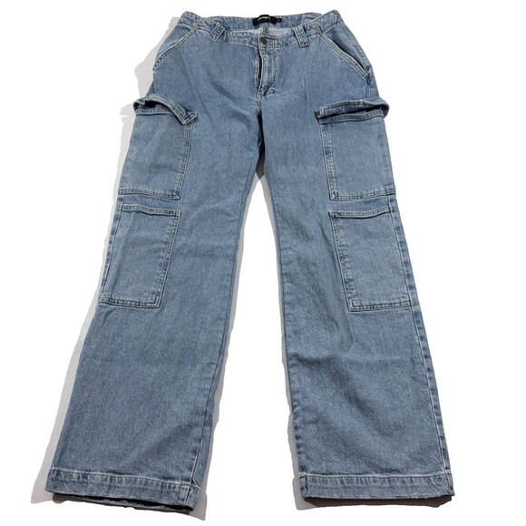 Desigual Womens Blue Wide Leg Cargo Pocket Jeans Denim Y2K Grunge Sz EUR 42 10 - Picture 1 of 10
